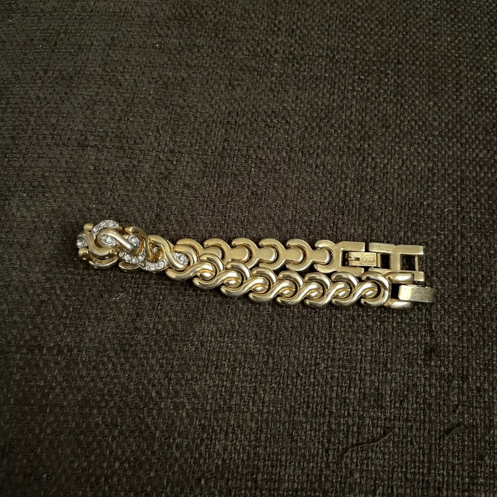 Gold Chain Bracelet with Rhinestones